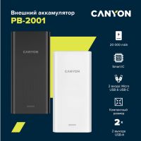 Портативный аккумулятор Canyon PB-2001 (CNE-CPB2001B), черный