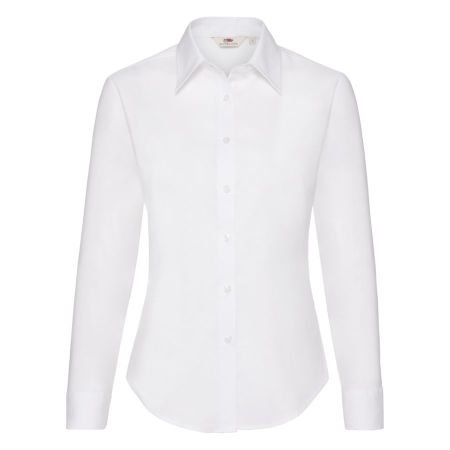 Рубашка "Lady-Fit Long Sleeve Oxford Shirt", белый_XS, 70% х/б, 30% п/э, 130 г/м2