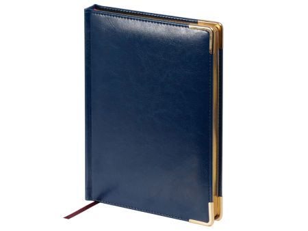 Ежедневник недатированный А5 Sidney Nebraska, синий (золотистый обрез, золотые уголки)