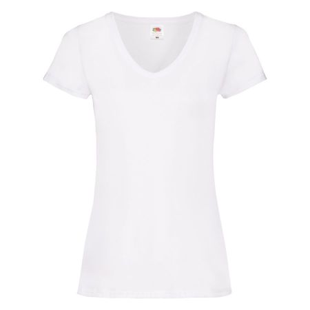 Футболка "Lady-Fit V-Neck T", белый_L, 95% х/б, 5% эластан, 200 г/м2