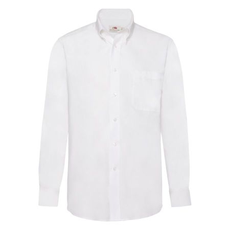 Рубашка "Long Sleeve Oxford Shirt", белый_S, 70% х/б, 30% п/э, 130 г/м2