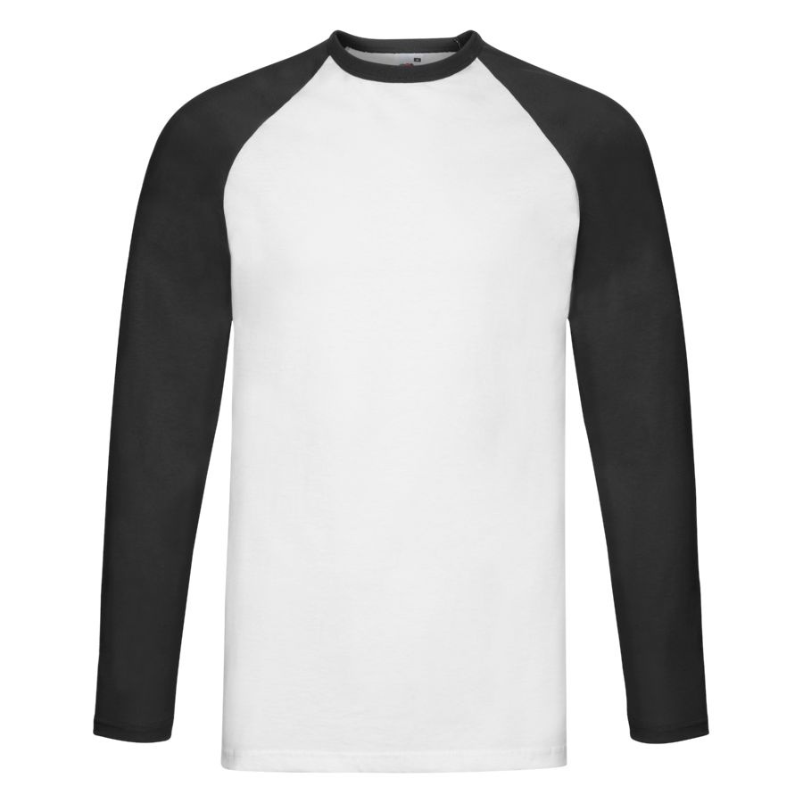 Футболка &quot;Long Sleeve Baseball T&quot;, белый с черным_2XL, 100% х/б, 160 г/м2