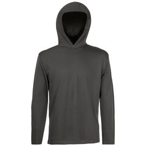 Футболка &quot;Long Sleeve Hooded T&quot;, светлый графит_2XL, 100% х/б, 160 г/м2