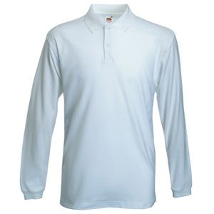 Поло &quot;Long Sleeve Polo&quot;, белый_L, 100% х/б, 170 г/м2