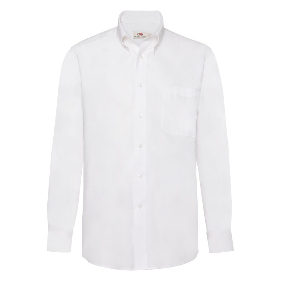 Рубашка &quot;Long Sleeve Oxford Shirt&quot;, белый_S, 70% х/б, 30% п/э, 130 г/м2