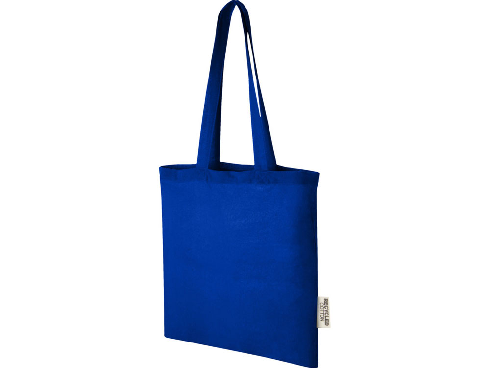 Эко-сумка Madras объемом 7 л из переработанного хлопка плотностью 140 г/м2, синий