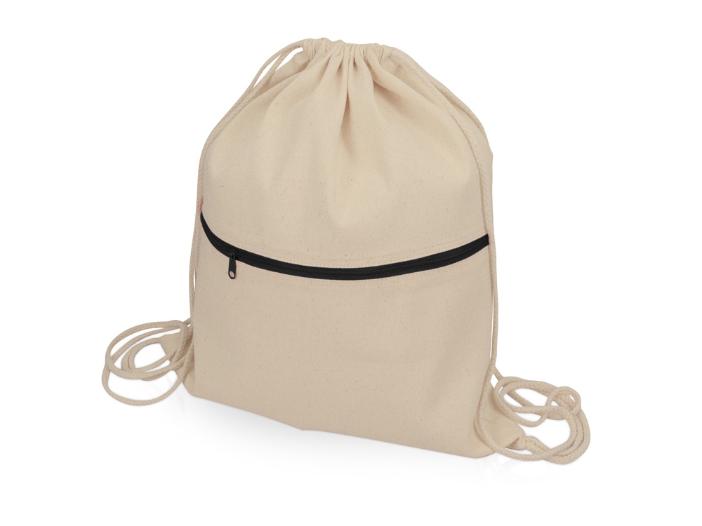 Рюкзак-мешок хлопковый Lark с цветной молнией, черный