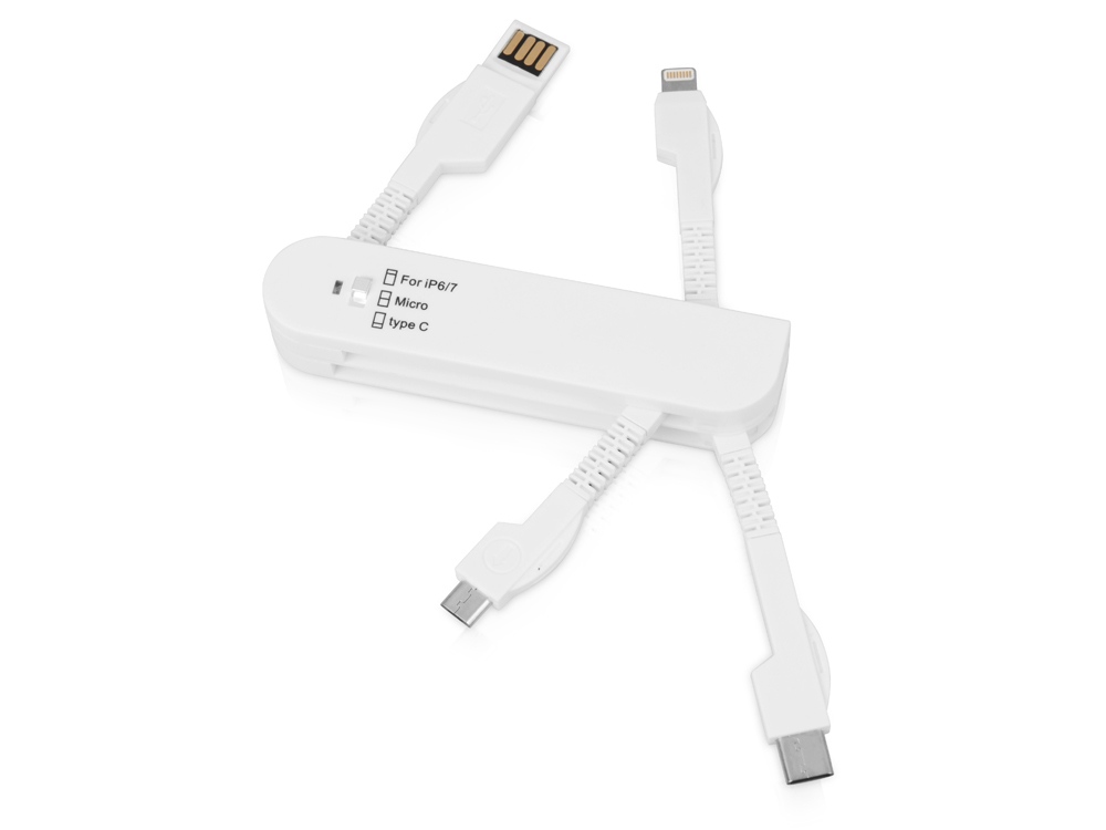 Универсальный переходник Smarty (Micro USB / Lightning / Type C), белый