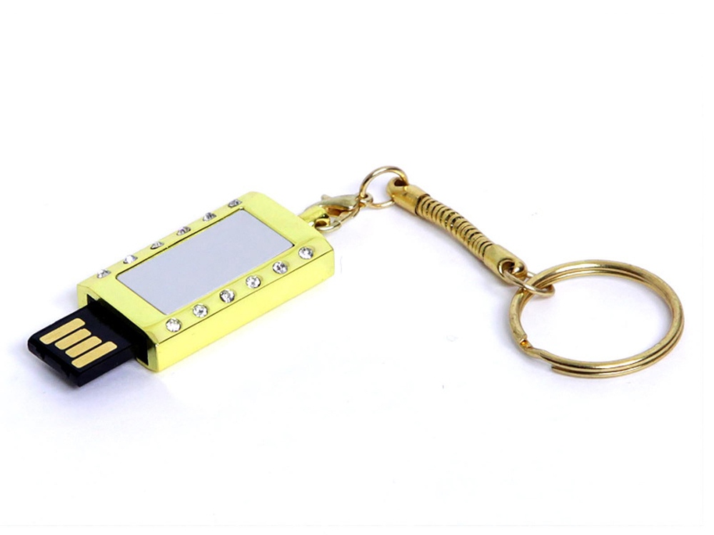 USB-флешка на 8 Гб в виде Кулона с кристаллами, мини чип, золотистый