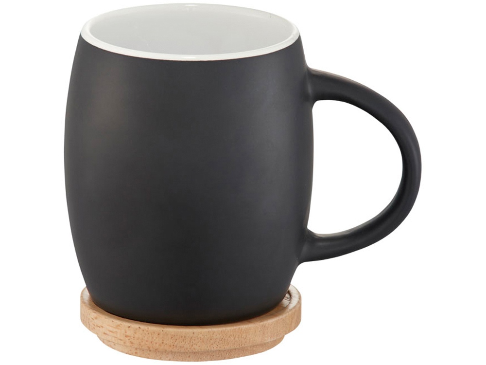 Керамическая чашка Hearth с деревянной крышкой-костером, белый/черный