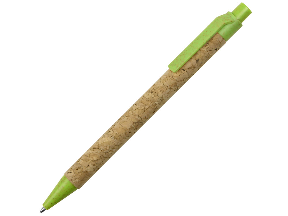 Ручка из пробки и переработанной пшеницы шариковая Evora, зеленый