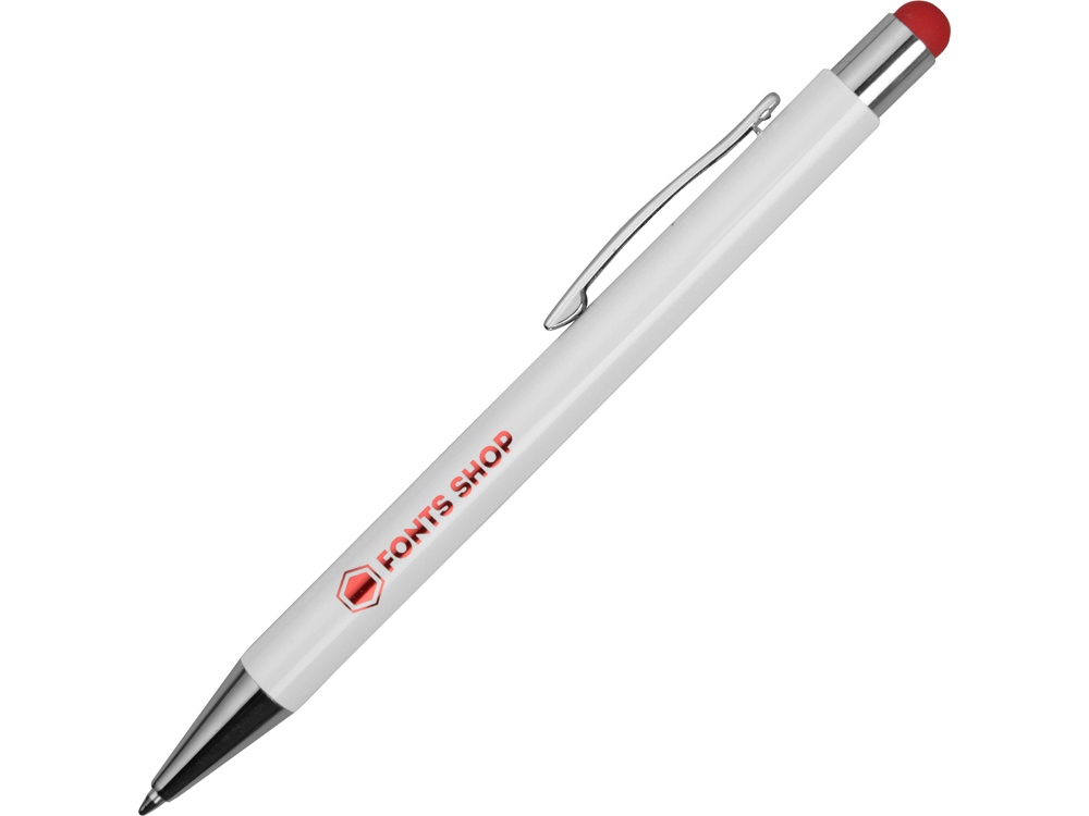 Ручка металлическая шариковая Flowery со стилусом и цветным зеркальным слоем, красный
