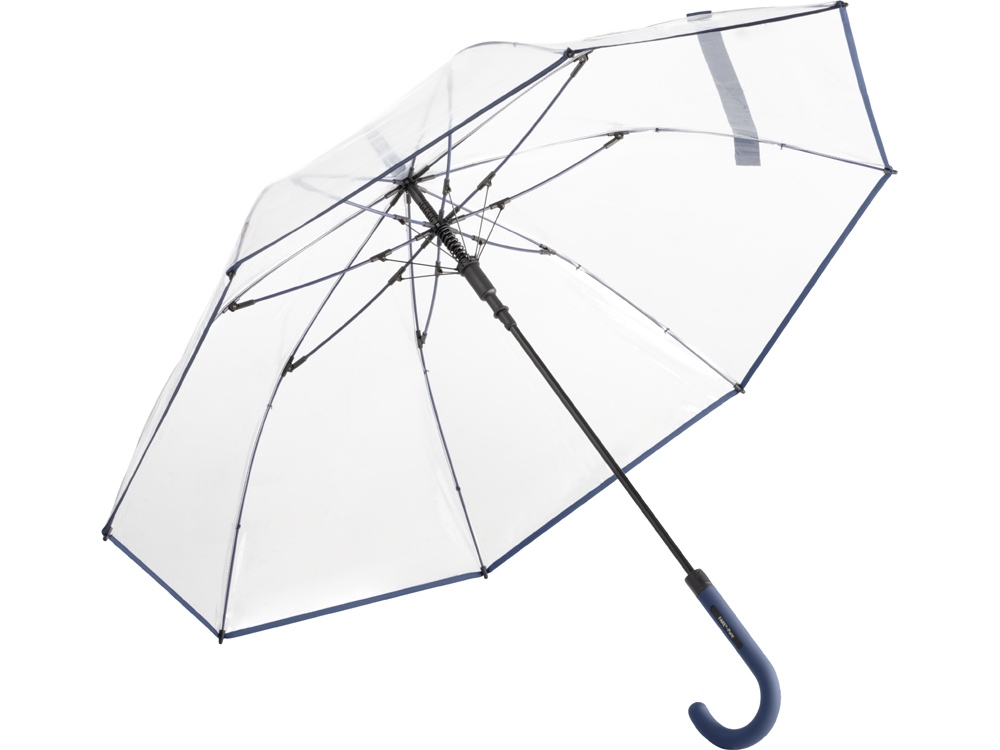 Зонт-трость 7112 Pure с прозрачным куполом, полуавтомат, синий