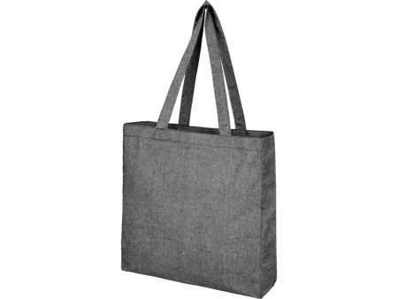 Эко-сумка Pheebs с клинчиком, изготовленая из переработанного хлопка, плотность 210 г/м2, черный