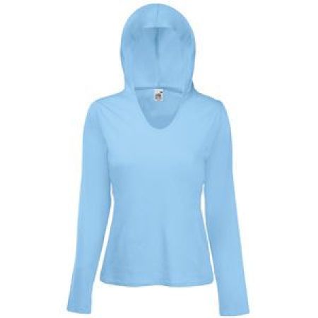 Футболка "Lady-Fit Lightweight Hooded T", небесно-голубой_M, 100% х/б, 135 г/м2