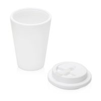 Пластиковый стакан Take away с двойными стенками и крышкой с силиконовым клапаном, 350 мл, белый