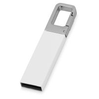 Флеш-карта USB 2.0 16 Gb с карабином Hook, белый