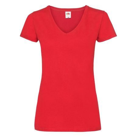 Футболка "Lady-Fit V-Neck T", красный_M, 95% х/б, 5% эластан, 210 г/м2