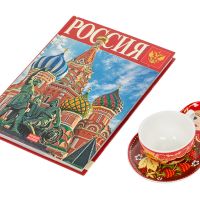 Набор Моя Россия: чайно-кофейная пара Матрешка и книга Россия на русском. языке