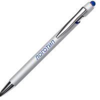Ручка-стилус металлическая шариковая Sway  Monochrome с цветным зеркальным слоем, серебристый с темно-синим