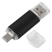 USB flash-карта ASSORTI OTG Type-C (8Гб), черная, 6,3х1,7х0,8 см, металл