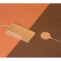 Беспроводное зарядное устройство-органайзер из бамбука Timber, белый