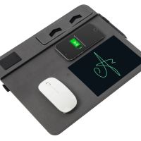 Многофункциональный коврик для мыши Multi Pad с беспроводной зарядкой и LCD экраном, 10 Вт, серый