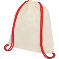 Рюкзак со шнурком Oregon, имеет цветные веревки, изготовлен из хлопка 100 г/м2, красный