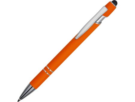 Ручка металлическая soft-touch шариковая со стилусом Sway, оранжевый