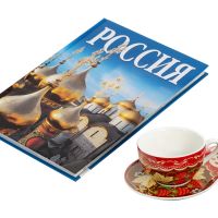 Набор Моя Россия: чайно-кофейная пара Матрешка и книга Россия на русском. языке