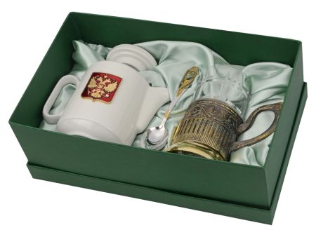 Чайный набор с подстаканником и фарфоровым чайником ЭГОИСТ-Л, белый
