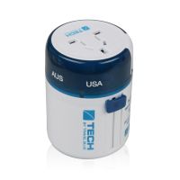 Адаптер с 2-умя USB-портами для зарядки Travel Blue Twist & Slide Adaptor голубой