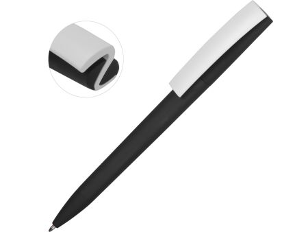 Ручка пластиковая soft-touch шариковая Zorro, белый/черный