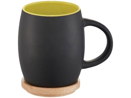 Керамическая чашка Hearth с деревянной крышкой-костером, черный