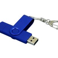 Флешка с поворотным механизмом, c дополнительным разъемом Micro USB, 16 Гб, синий