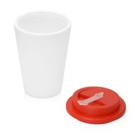 Пластиковый стакан Take away с двойными стенками и крышкой с силиконовым клапаном, 350 мл, красный