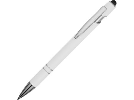 Ручка металлическая soft-touch шариковая со стилусом Sway, белый