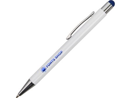 Ручка металлическая шариковая Flowery со стилусом и цветным зеркальным слоем, синий