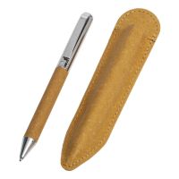 Шариковая ручка из переработанной стали и переработанной кожи Venera, коричневая