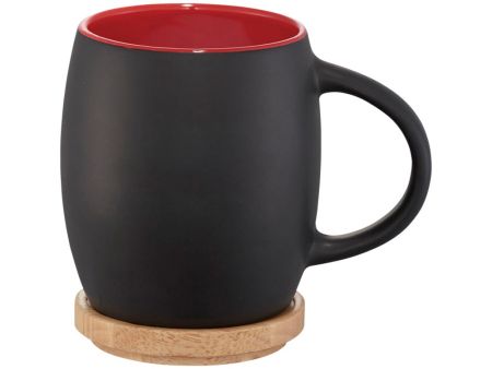 Керамическая чашка Hearth с деревянной крышкой-костером, красный