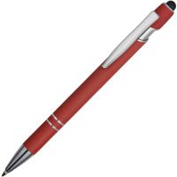Ручка металлическая soft-touch шариковая со стилусом Sway, красный