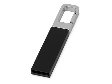 Флеш-карта USB 2.0 16 Gb с карабином Hook, черный