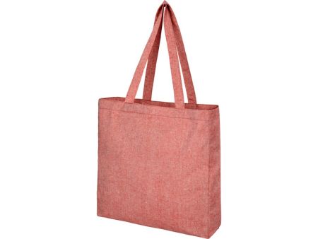 Эко-сумка Pheebs с клинчиком, изготовленая из переработанного хлопка, плотность 210 г/м2, красный