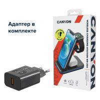 Беспроводное зарядное устройство 3-в-1 CANYON WS-304 (CNS-WCS304B), 15W, черный