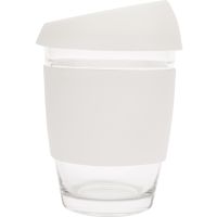 Стеклянный стакан Monday с силиконовой крышкой и манжетой, 350мл, белый