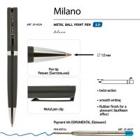 Ручкa BrunoVisconti шариковая автоматическая 1мм синяя Milano Graphite (черный металлический корпус)