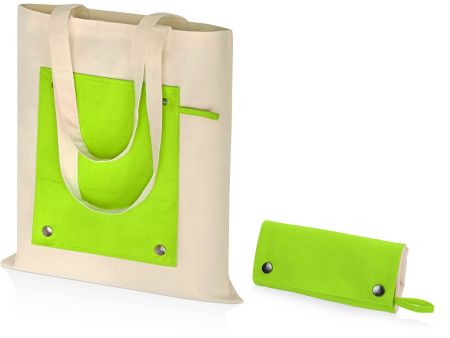Складная хлопковая сумка для шопинга Gross с карманом, зеленый