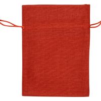 Мешочек подарочный, искусственный лен, средний, красный
