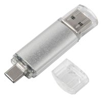 USB flash-карта ASSORTI OTG Type-C (16Гб), серебристая, 6,3х1,7х0,8 см, металл